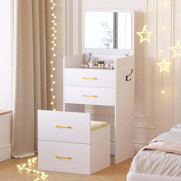 ✨3-in-1 Vanity, Nightstand & Stool Combo