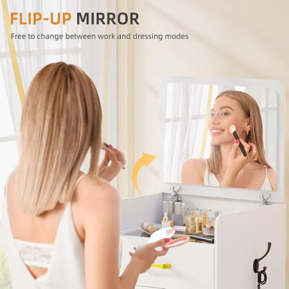 ✨3-in-1 Vanity, Nightstand & Stool Combo