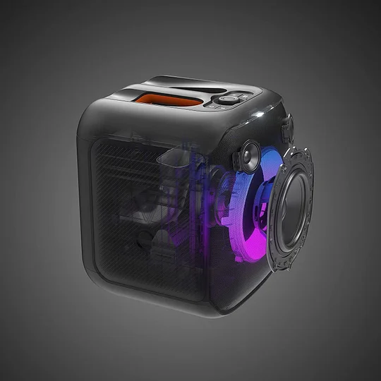 100W Sound, Built-in Dynamic Light Show, and Splash Proof Design, Black