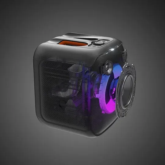 100W Sound, Built-in Dynamic Light Show, and Splash Proof Design, Black