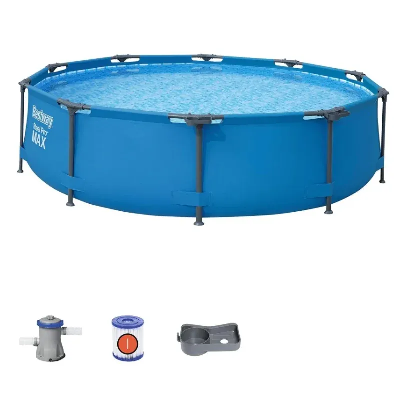 Round Metal Frame Above Ground Outdoor Backyard Swimming Pool Set