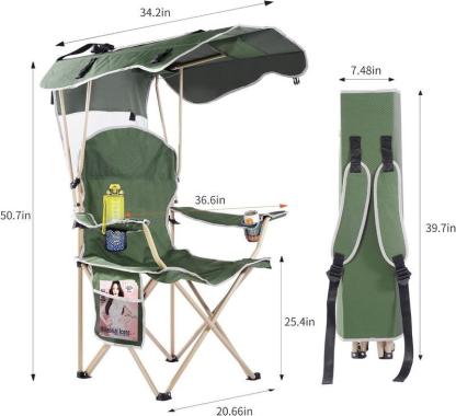 New Upgrade Wide lawn chair, camping chairwith foldable sunshade