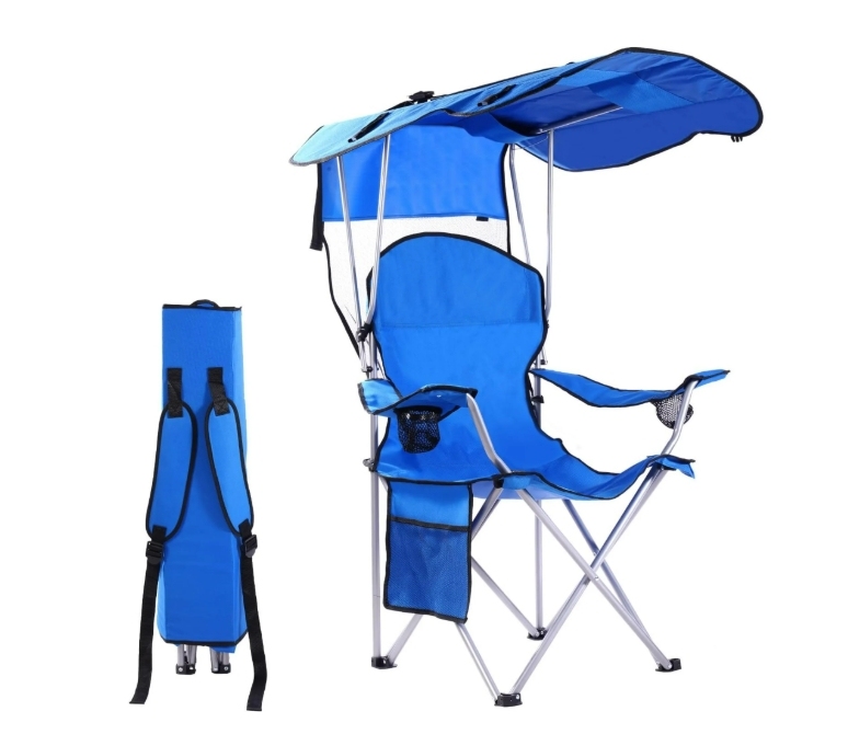 New Upgrade Wide lawn chair, camping chairwith foldable sunshade