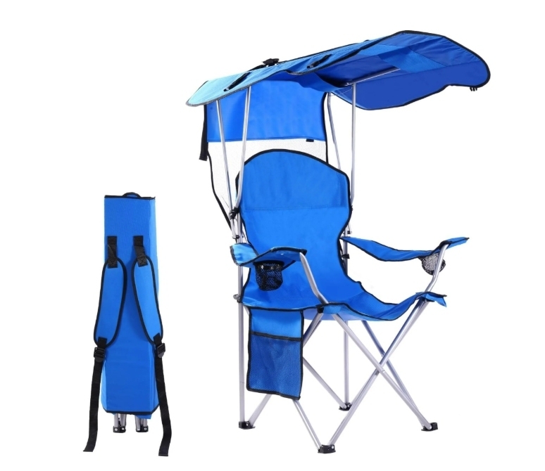 New Upgrade Wide lawn chair, camping chairwith foldable sunshade