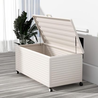281 Gallon Large Outdoor Metal Deck Box with Wheels