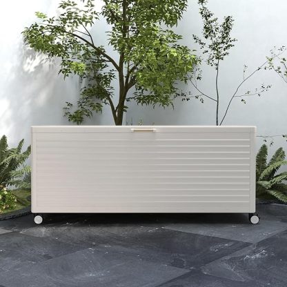 281 Gallon Large Outdoor Metal Deck Box with Wheels