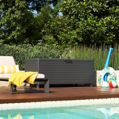 281 Gallon Large Outdoor Metal Deck Box with Wheels