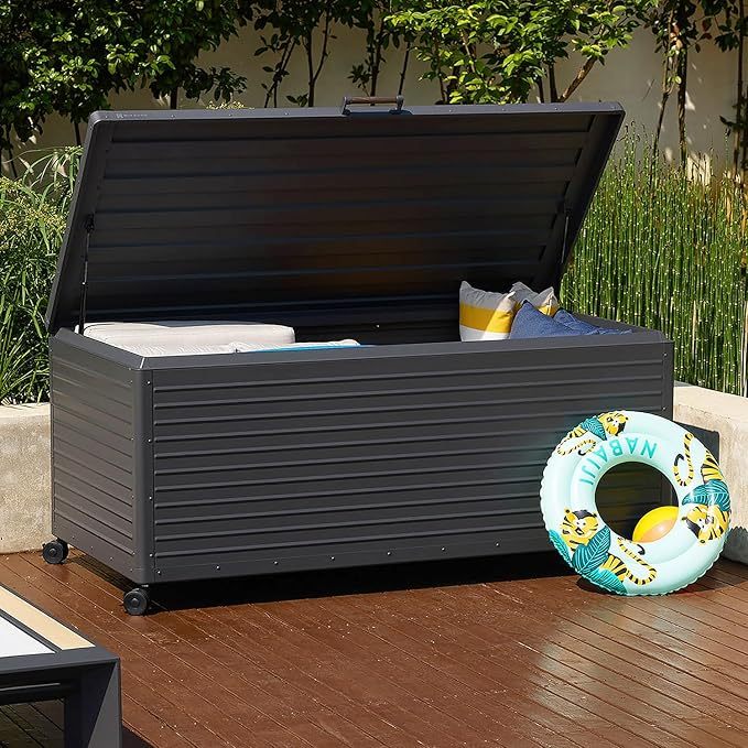 281 Gallon Large Outdoor Metal Deck Box with Wheels