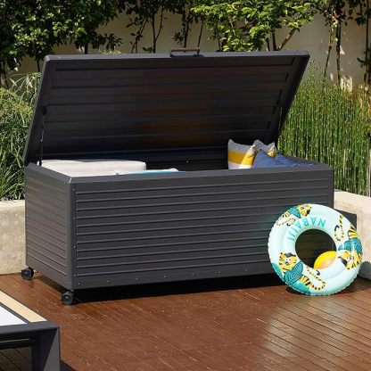 281 Gallon Large Outdoor Metal Deck Box with Wheels
