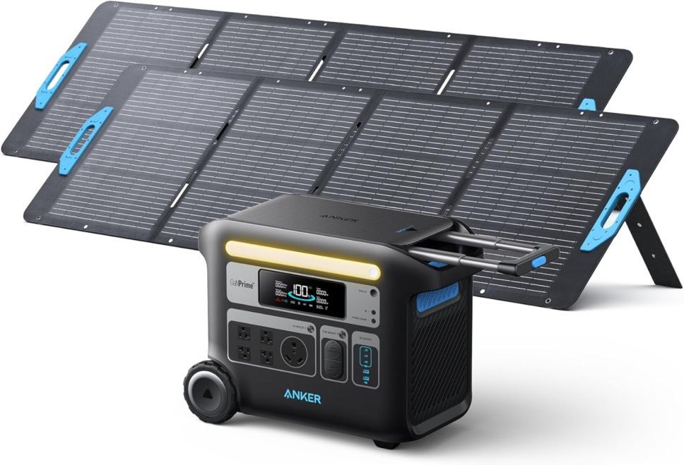Anker SOLIX F2000 Solar Generator, 2048Wh Portable Power Station with LiFePO4 Batteries and 2× 200W Solar Panel, GaNPrime Technology, 4 AC Outlets Up to 2400W for Home, Power Outages, Camping, and RVs 1