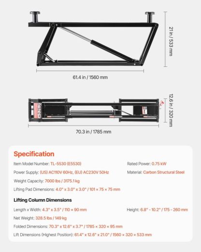 VEVOR Car Lift, 7000 lbs Capacity Car Lifts for Home Garage