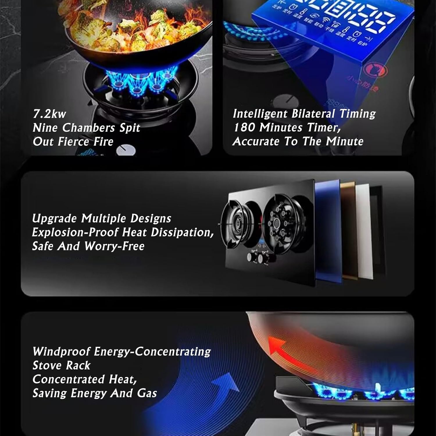 Gas Stove, with 2 Burners, 5.2KW with Timer Function