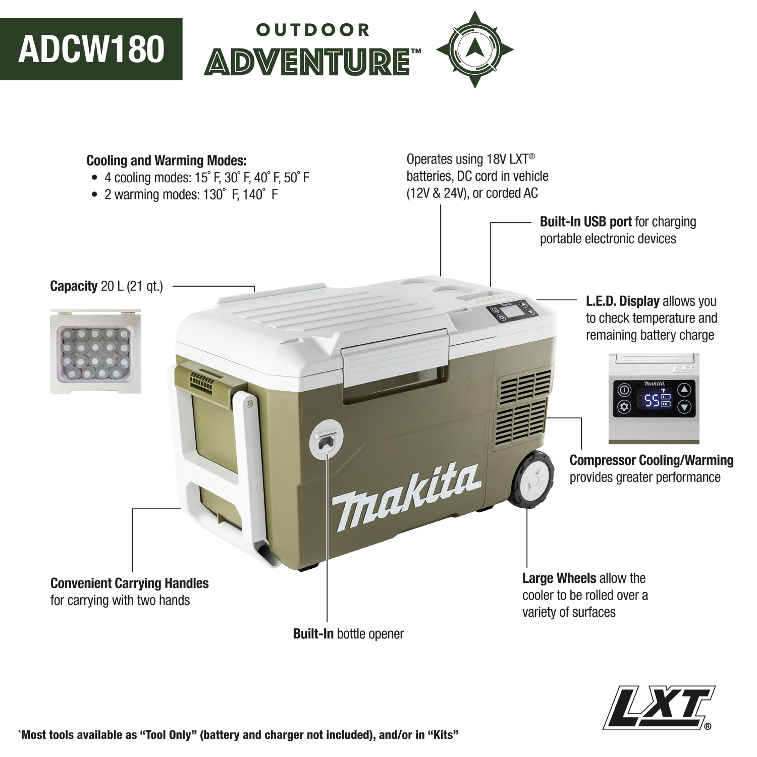 Makita ADCW180 Feature Shot (Callouts)