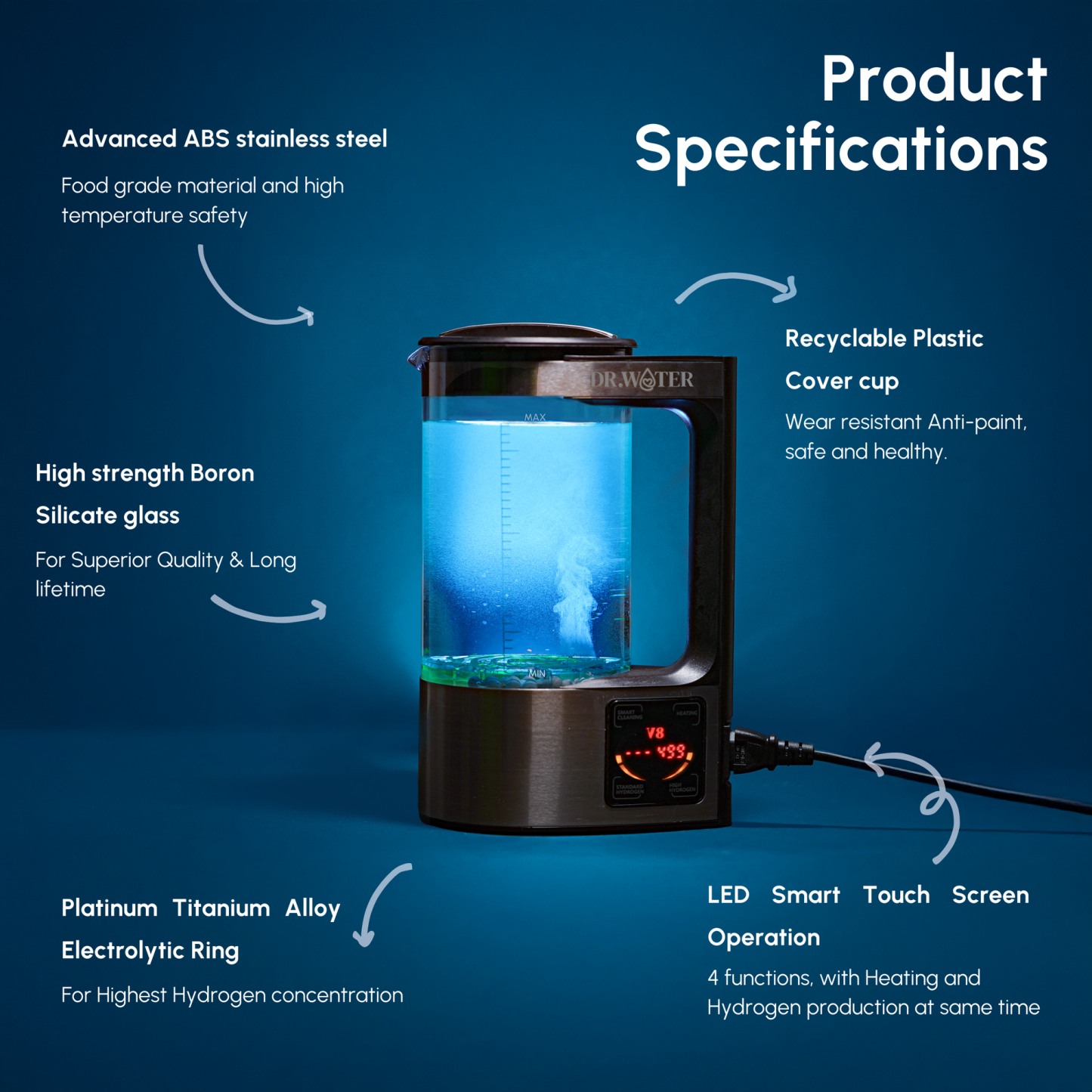 HydroKettle 68oz – Advanced Hydrogen Water Pitcher