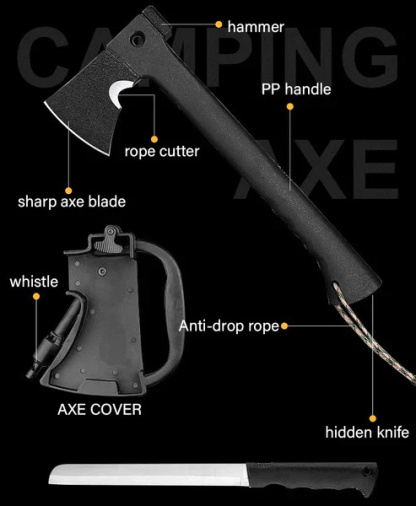 🪓 Multipurpose Survival Tomahawk 🌲—Tough Tool for Wilderness & Emergencies! 🔥 