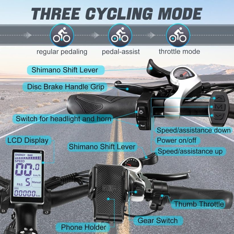 ✨Wide tire electric bike with 2000W 48V/17.5Ah removable battery 35MPH✨