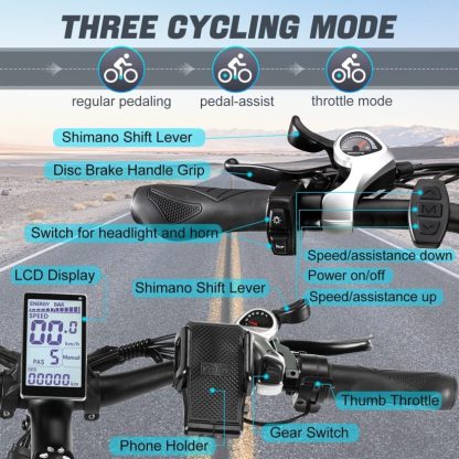 ✨Wide tire electric bike with 2000W 48V/17.5Ah removable battery 35MPH✨