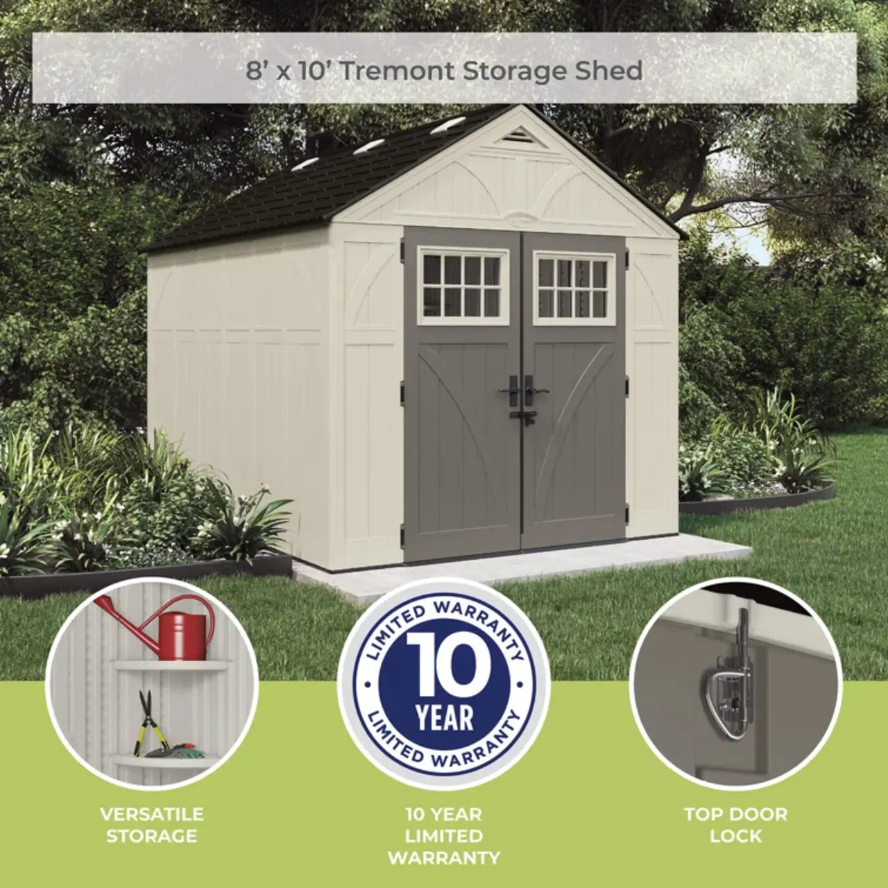 🔥Outdoor 8 ft. W x 10 ft. D Resin Storage Shed🔥