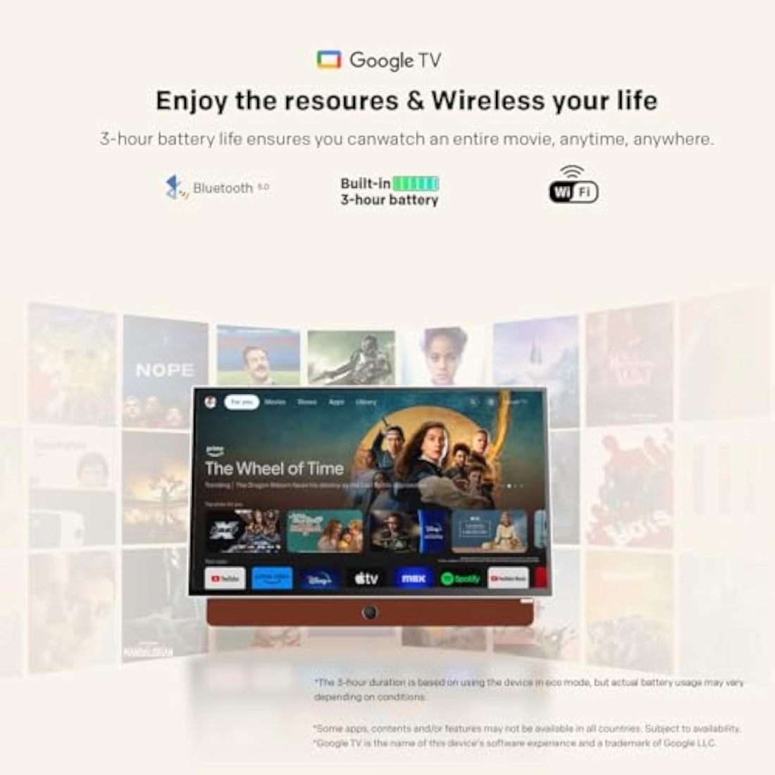 24-Inch Portable Smart Screen with Google TV, 3-Hour Battery