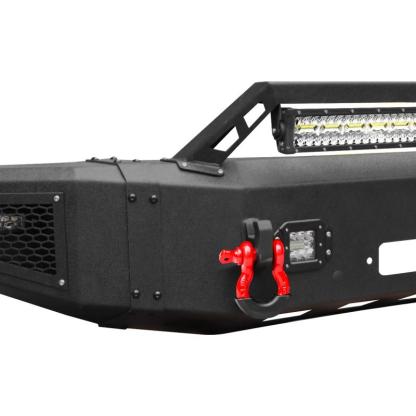 Heavy-duty Steel Front Bumper for 2017-2022 Ford F250/F350/F450/F550 with Winch Plate & LED Lights & D-Rings & Sensor Holes