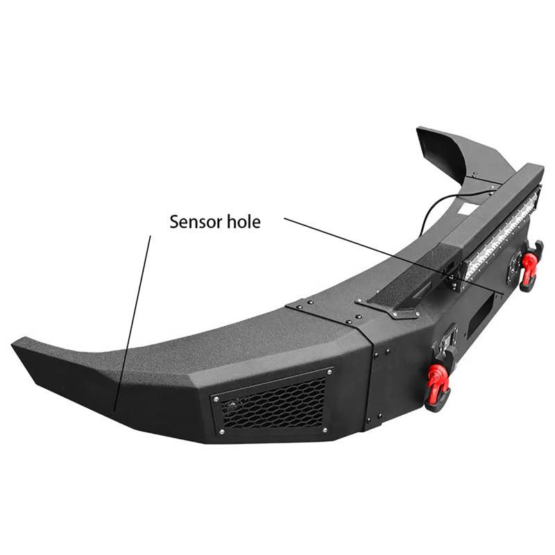 Heavy-duty Steel Front Bumper for 2017-2022 Ford F250/F350/F450/F550 with Winch Plate & LED Lights & D-Rings & Sensor Holes