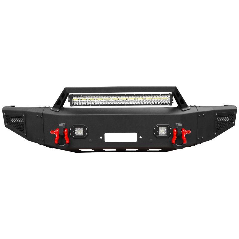 Heavy-duty Steel Front Bumper for 2017-2022 Ford F250/F350/F450/F550 with Winch Plate & LED Lights & D-Rings & Sensor Holes