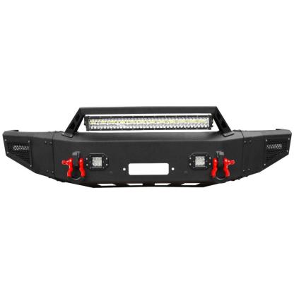 Heavy-duty Steel Front Bumper for 2017-2022 Ford F250/F350/F450/F550 with Winch Plate & LED Lights & D-Rings & Sensor Holes