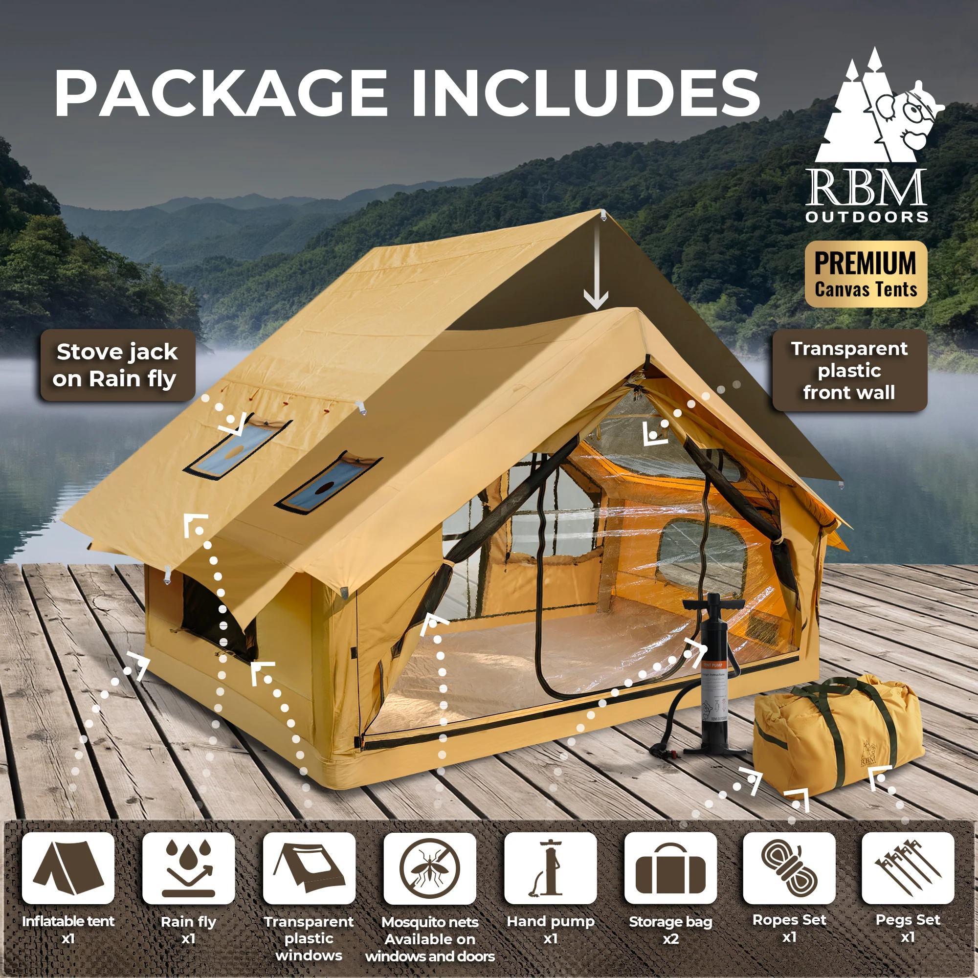 ⛺️RBM Inflatable tent Panda Medium for 1-4 person