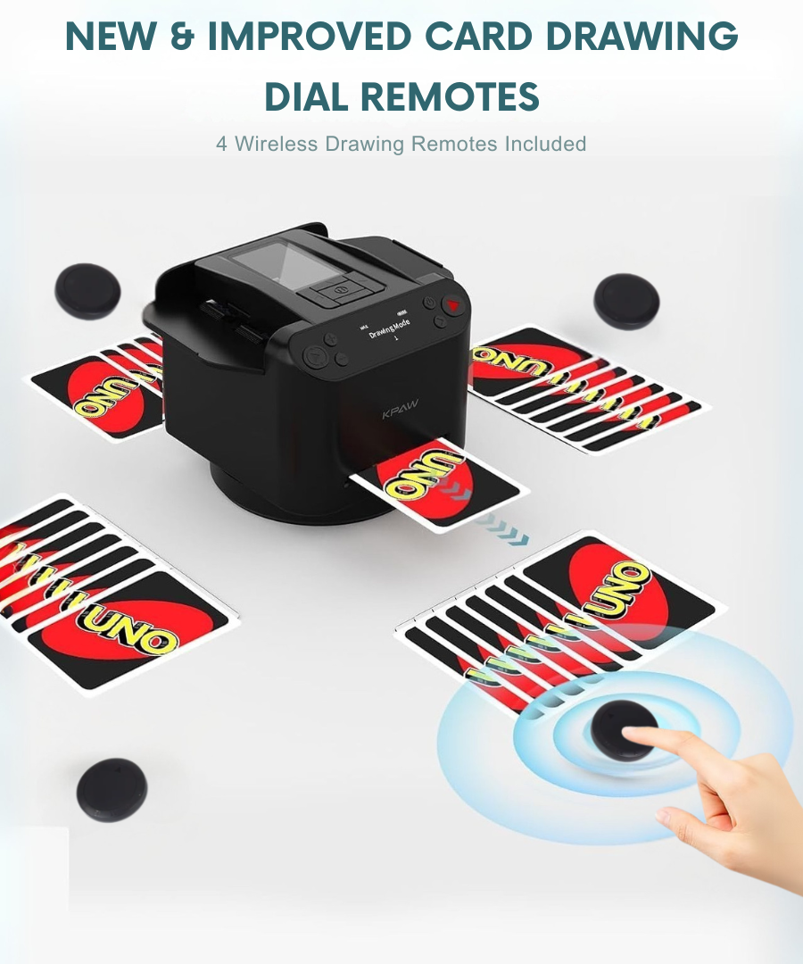 2-in-1 Automatic Card Shuffler & Dealer With 4 Card Drawing Remotes