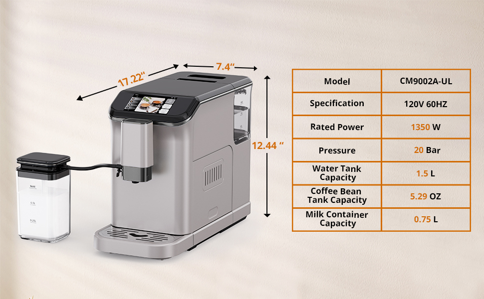 espresso machine with grinder and frother