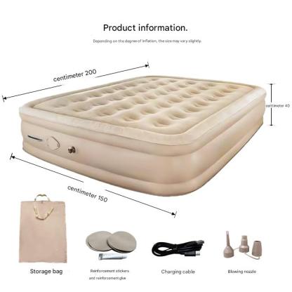 💨Double inflatable bed with built-in air pump for one-touch inflation and deflation, supports up to 300kg, measures 200x150x40cm.