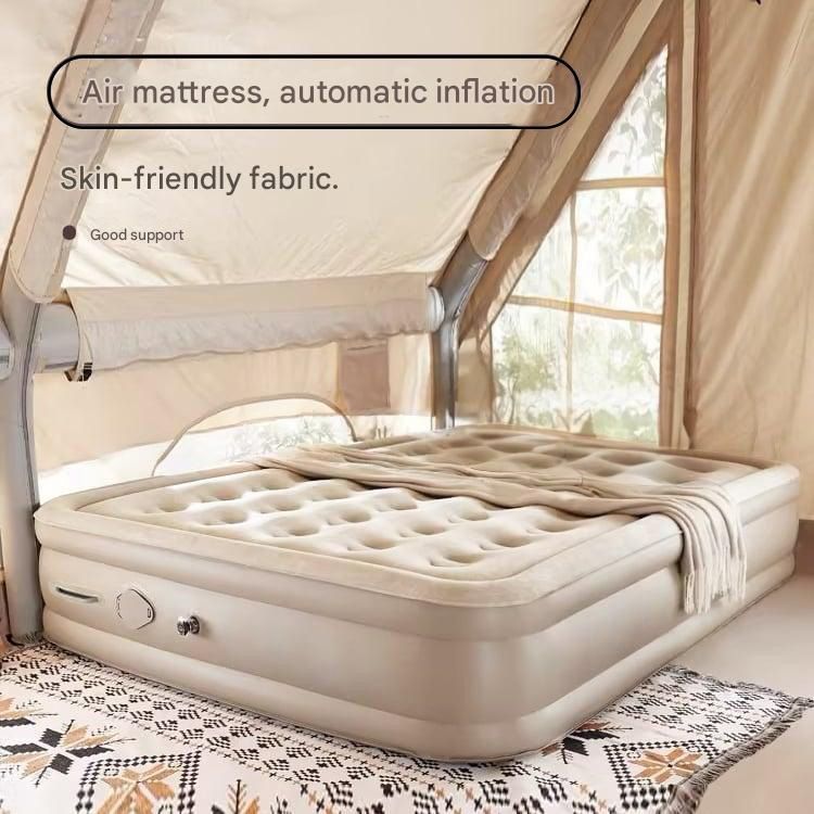 💨Double inflatable bed with built-in air pump for one-touch inflation and deflation, supports up to 300kg, measures 200x150x40cm.