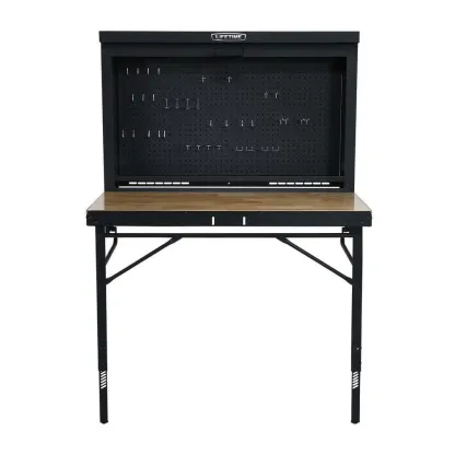 🔧Lifetime 47 In. Workbench Folding Table Wood Surface Wall Mounted with Peg Board