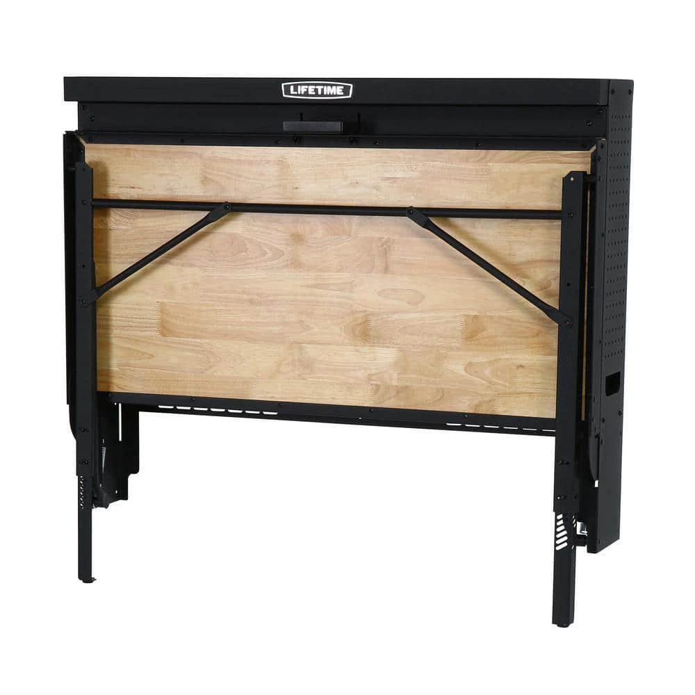 🔧Lifetime 47 In. Workbench Folding Table Wood Surface Wall Mounted with Peg Board