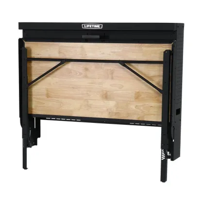 🔧Lifetime 47 In. Workbench Folding Table Wood Surface Wall Mounted with Peg Board