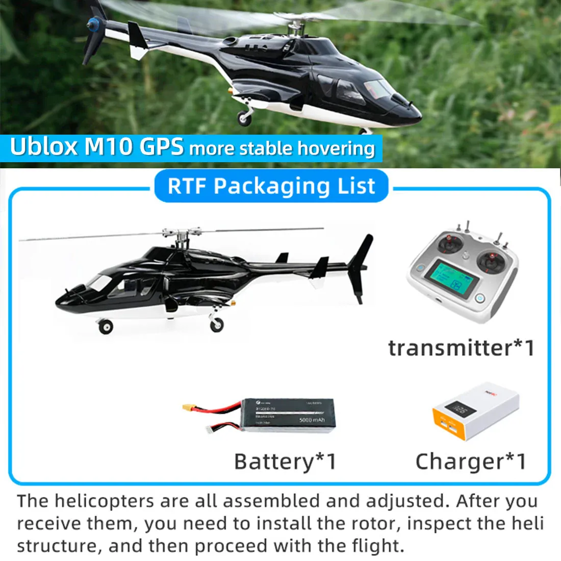 ✈FLYWING FW450L Big Airwolf GPSRC Helicopter 2.4G RC 6CH 450-Class Electric Airplane Model