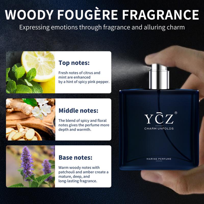 YCZ Midnight Marine Man Cologne, Long Lasting Men perfume,Men's cologne , Gift,1.7oz(50ml)