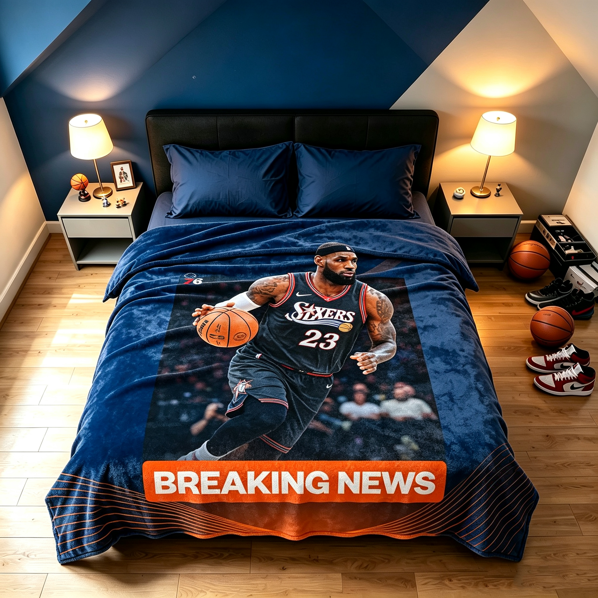 76ers James-themed blanket