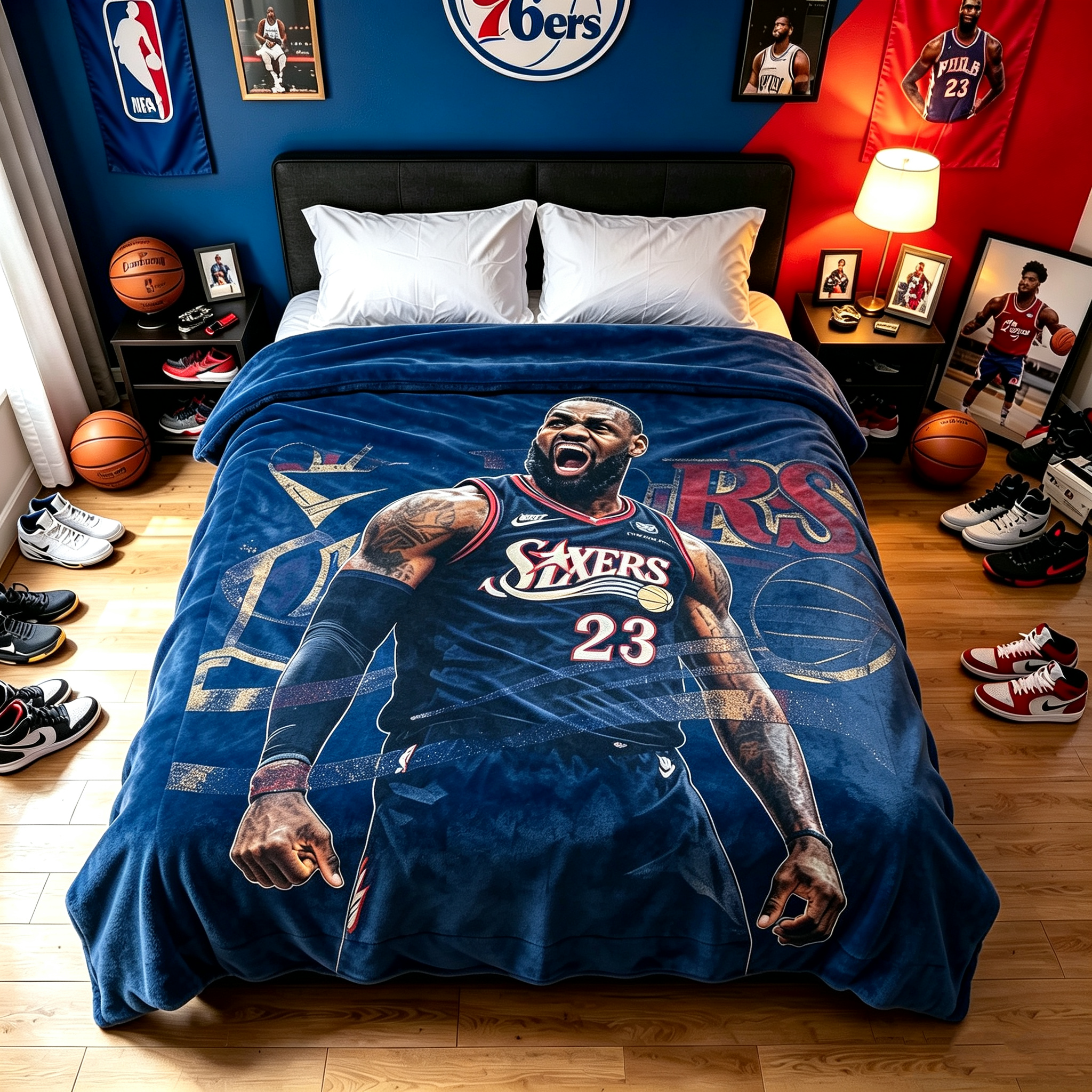 76ers James-themed blanket