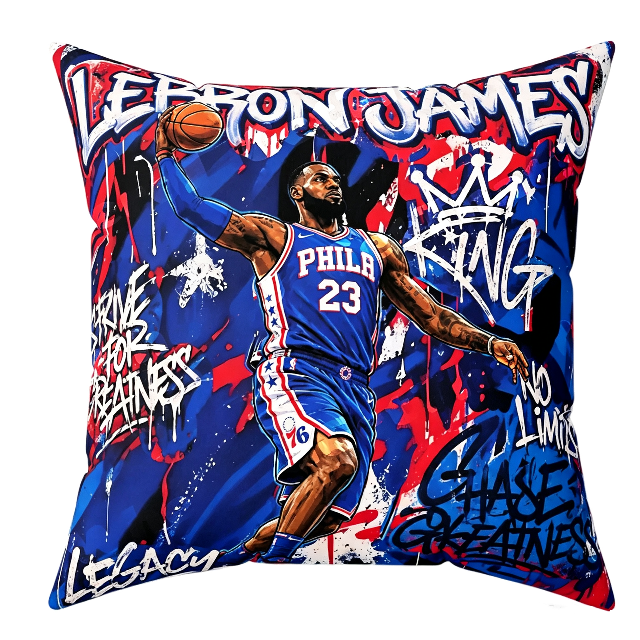 LeBron James Sixers Pillow (45×45cm）