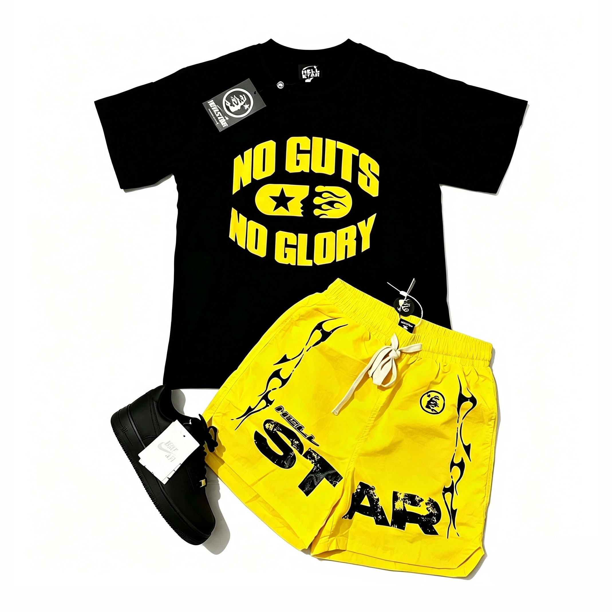 Hellstar No Guys No Glory T-Shirt And Shorts Co-Ord