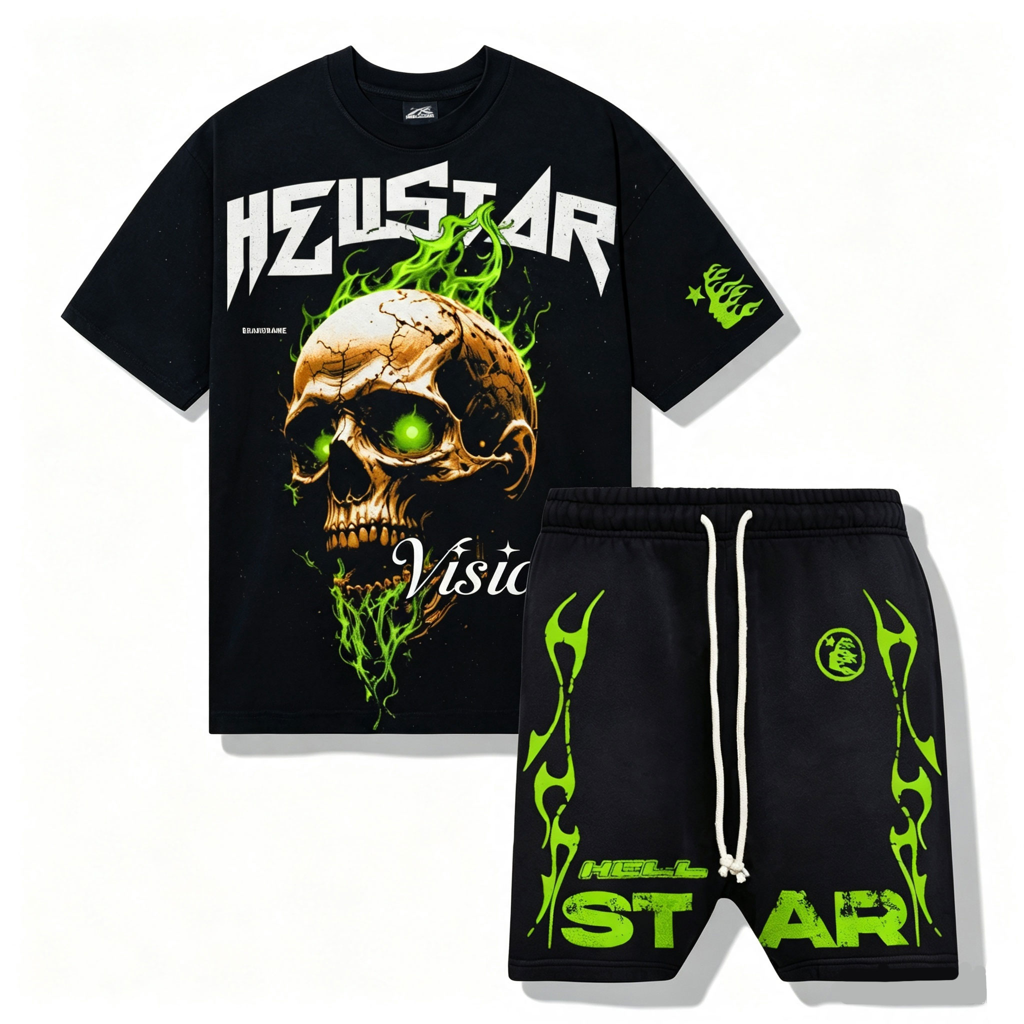 Unisex New Limited edition Hellstar T-Shirt And Shorts Co-Ord