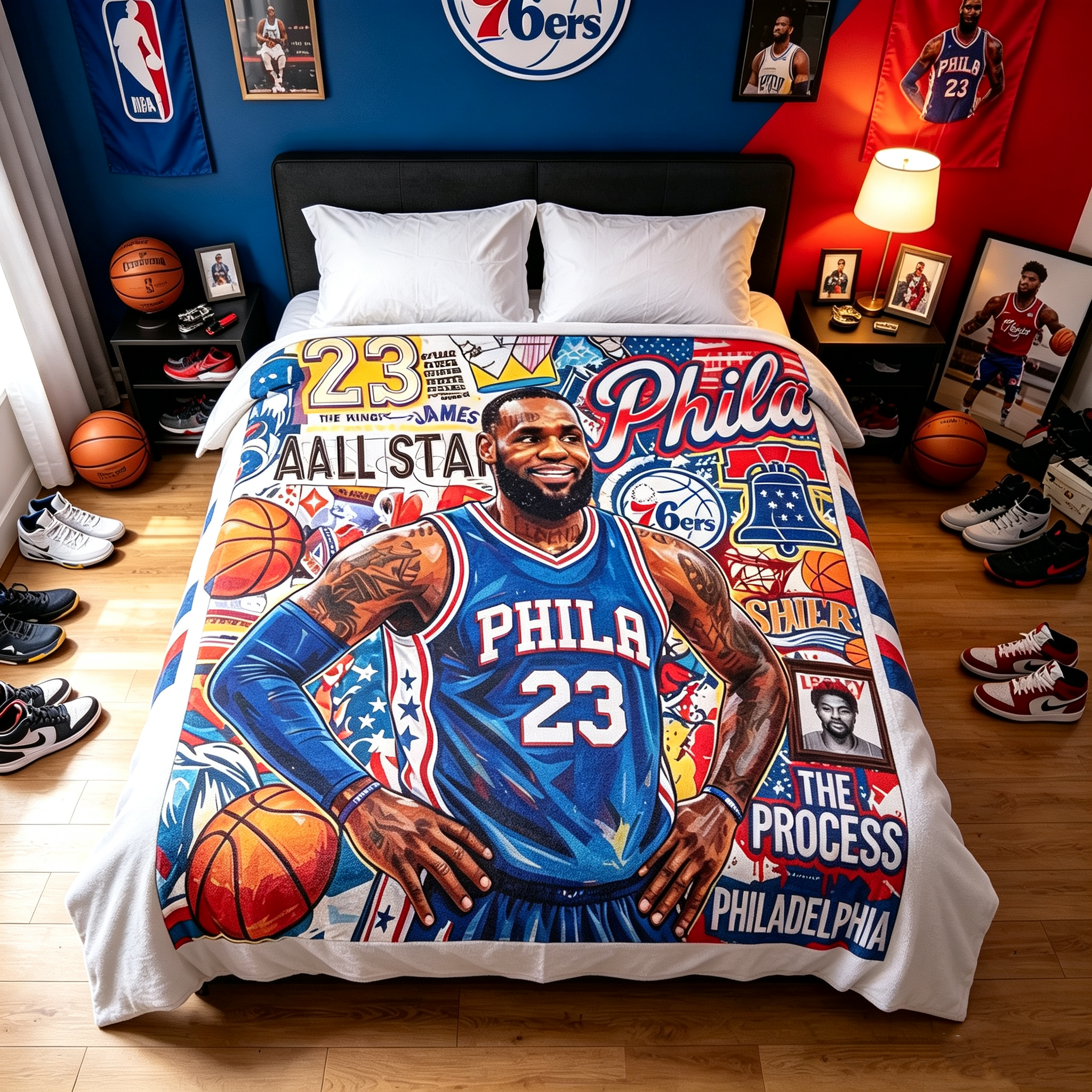 76ers James-themed blanket