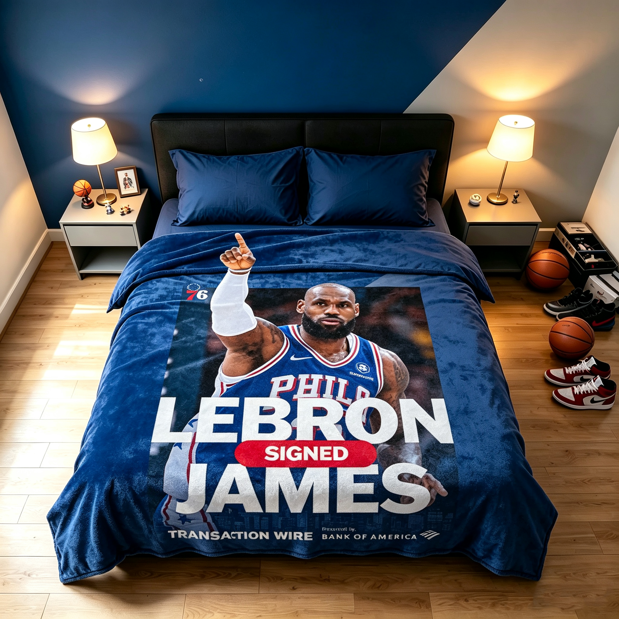 76ers James-themed blanket