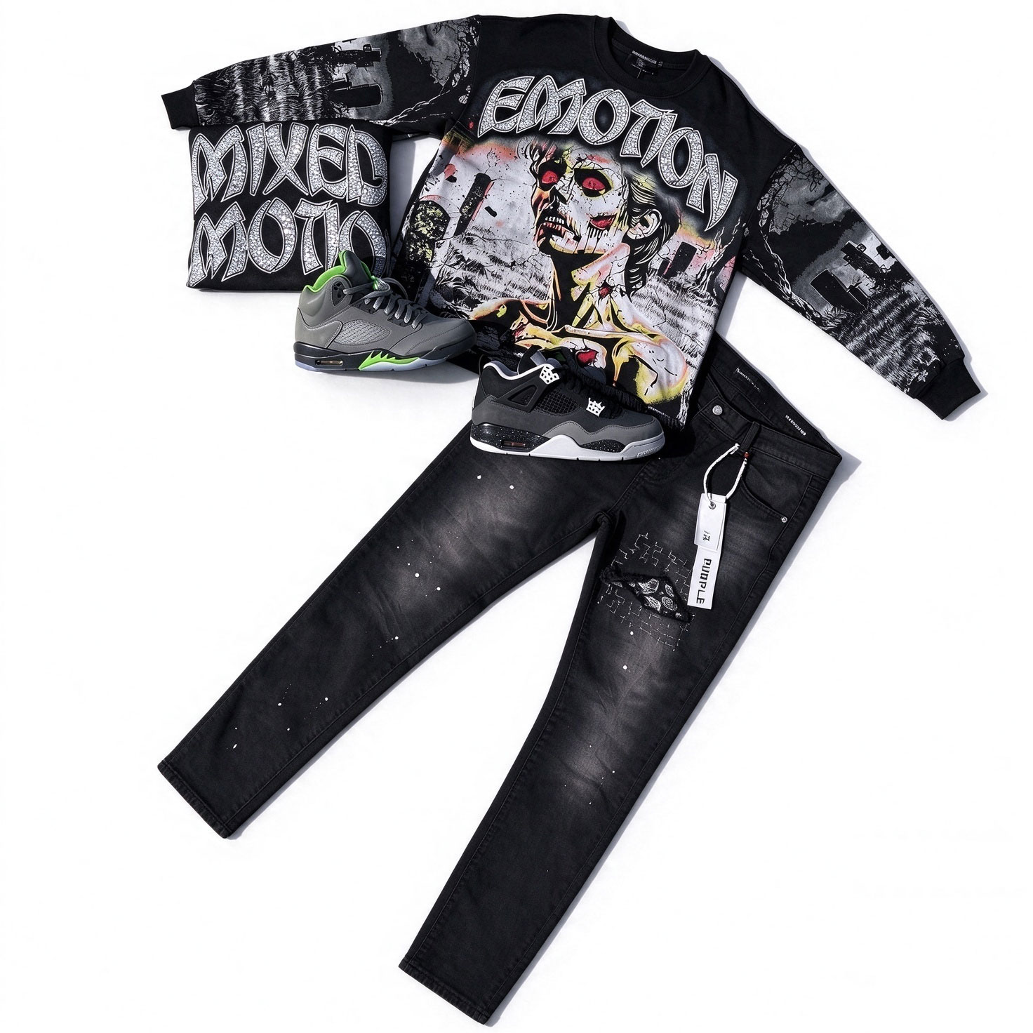 Mixed Emotion Sweatshirt Pants Sets 