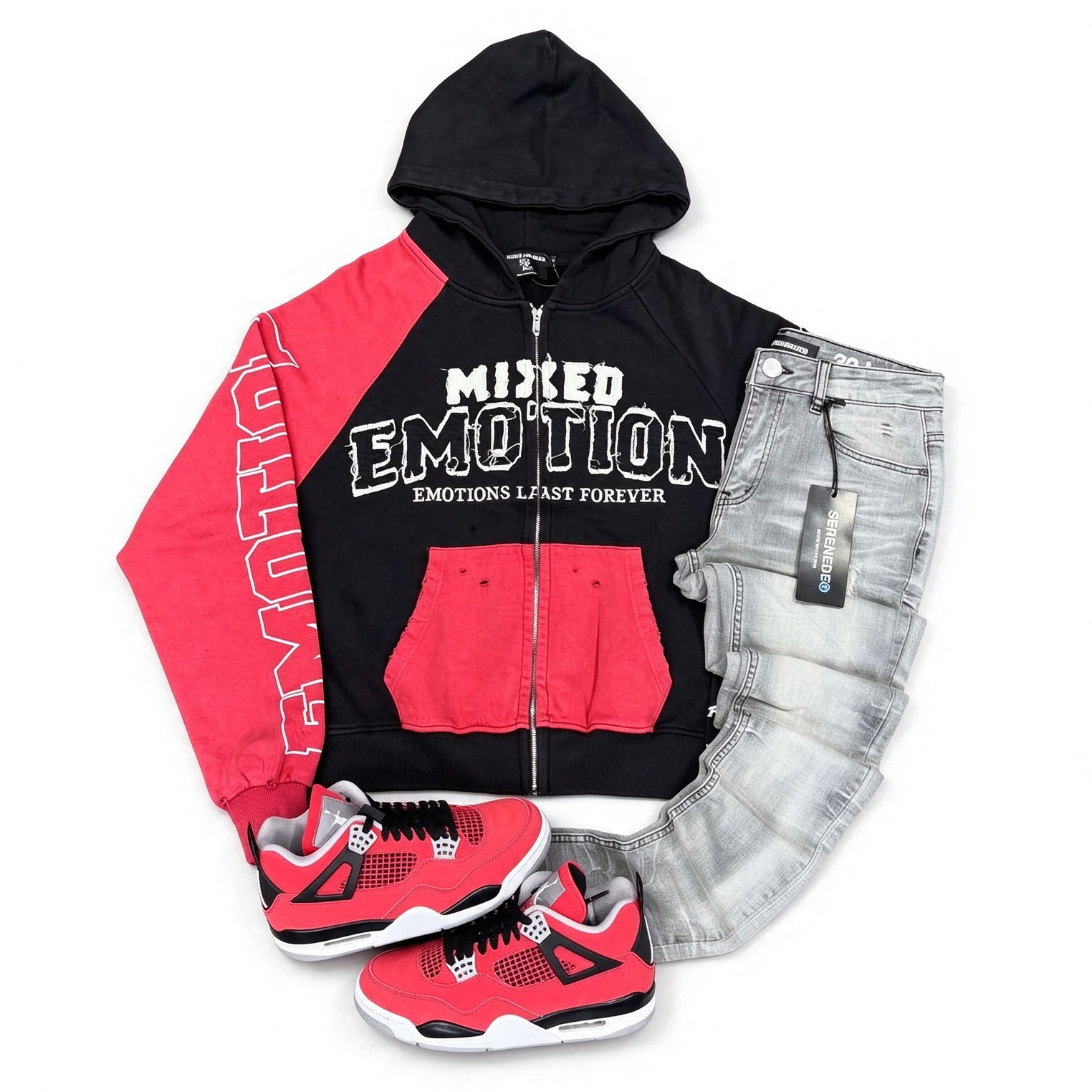 Mixed Emotion Hoodie Jean Pants Sets New Arrivals