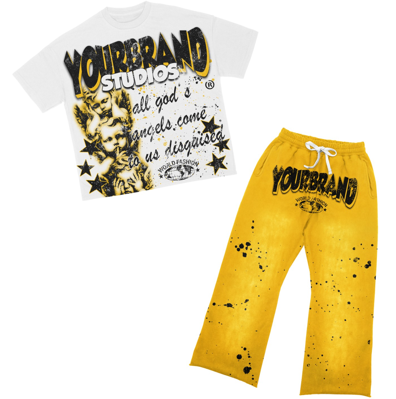 Hellstar T-Shirt Set Short Sleeve Tee and Pants Two Piece Outfits