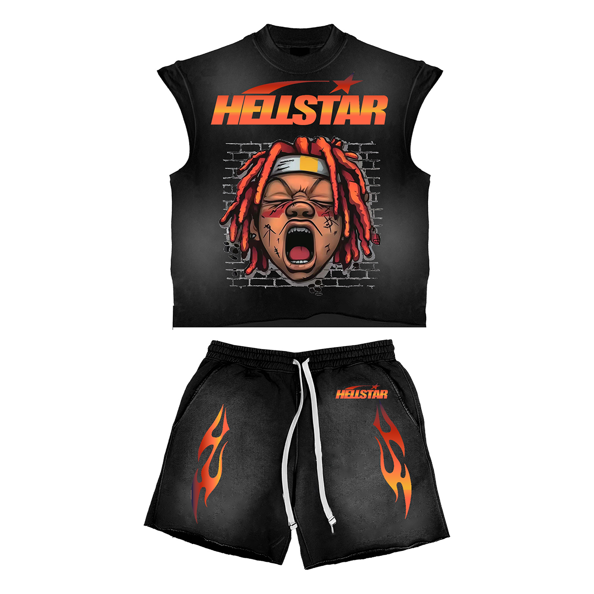 Hellstar Sleeveless Tank Top Shorts Set Two Pieces Set Outfits