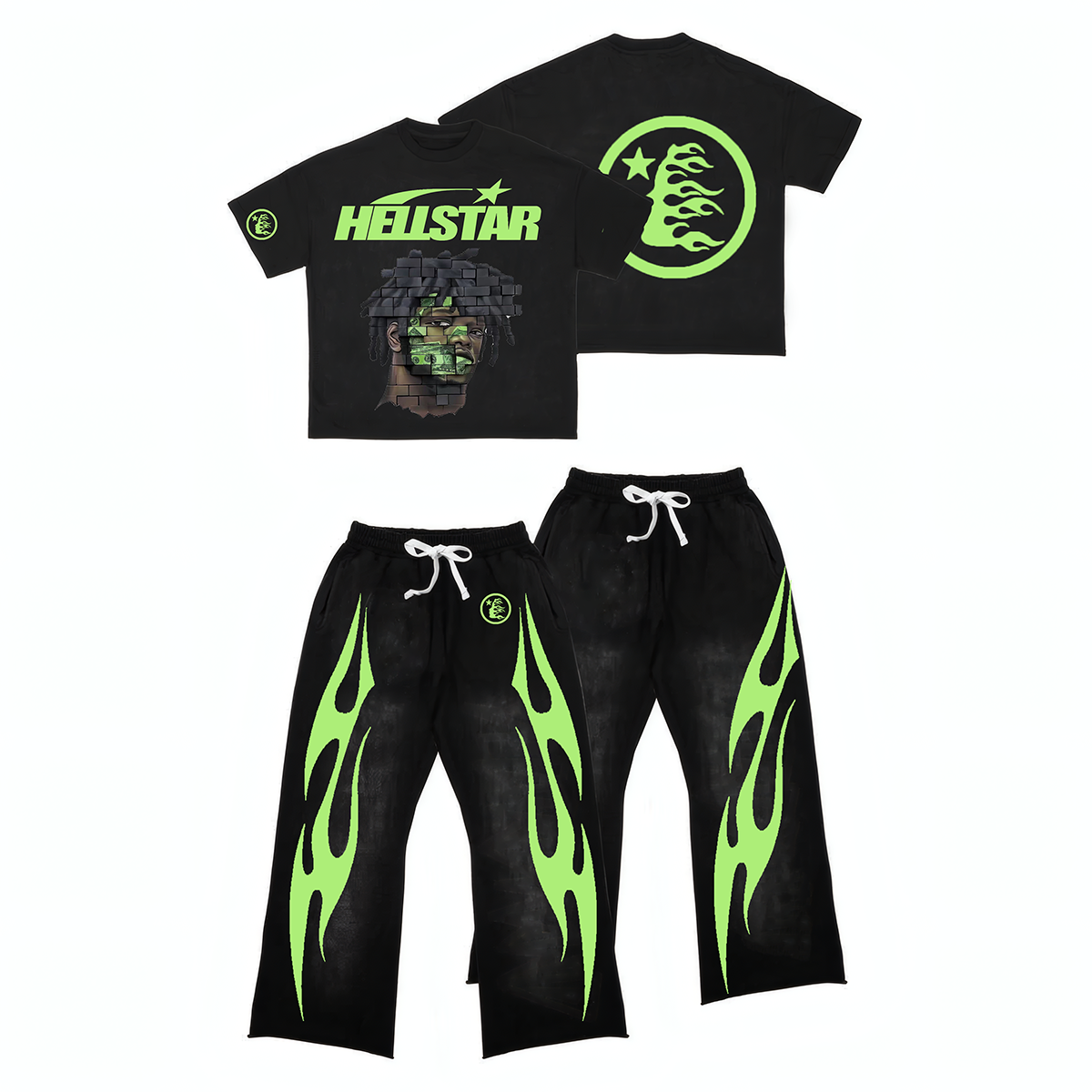 Hellstar T-Shirt Set Short Sleeve Tee and Pants Two Piece Outfits