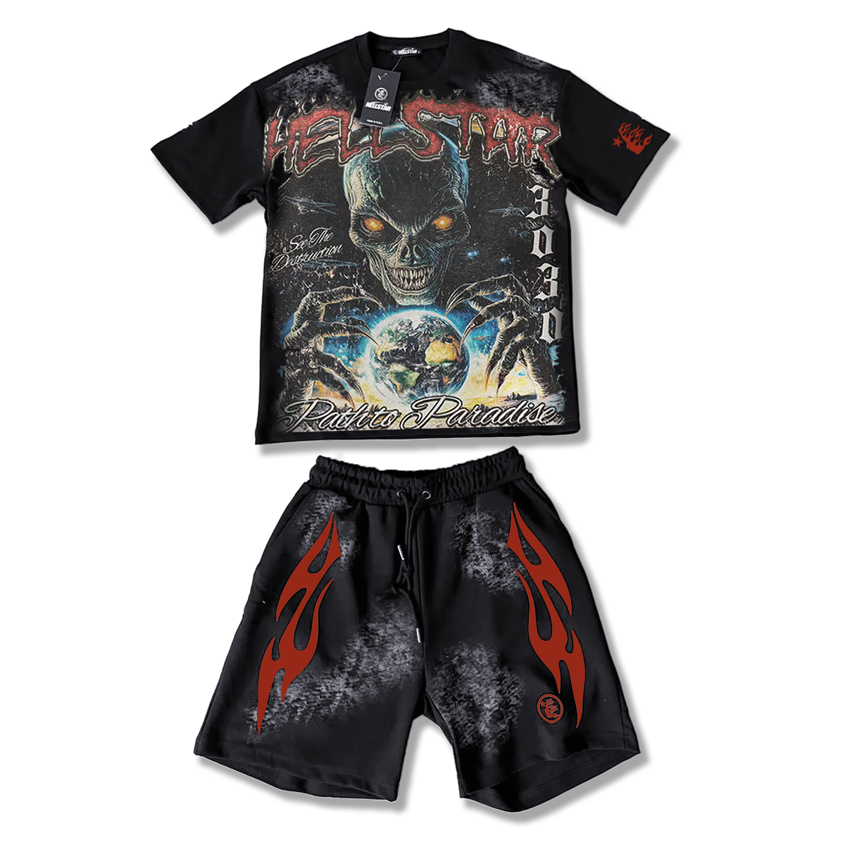 2025 New Limited edition Hellstar T-Shirt And Shorts Co-Ord